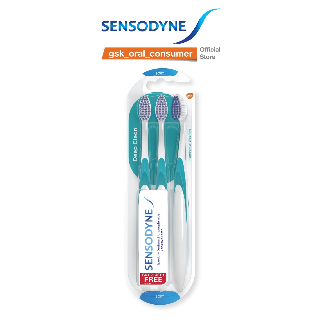 MUA 2 TẶNG 1 Bàn chải đánh răng SENSODYNE Deep Clean Soft thiết kế với lông bàn chải mềm, nhỏ, giúp làm sạch sâu kẽ răng