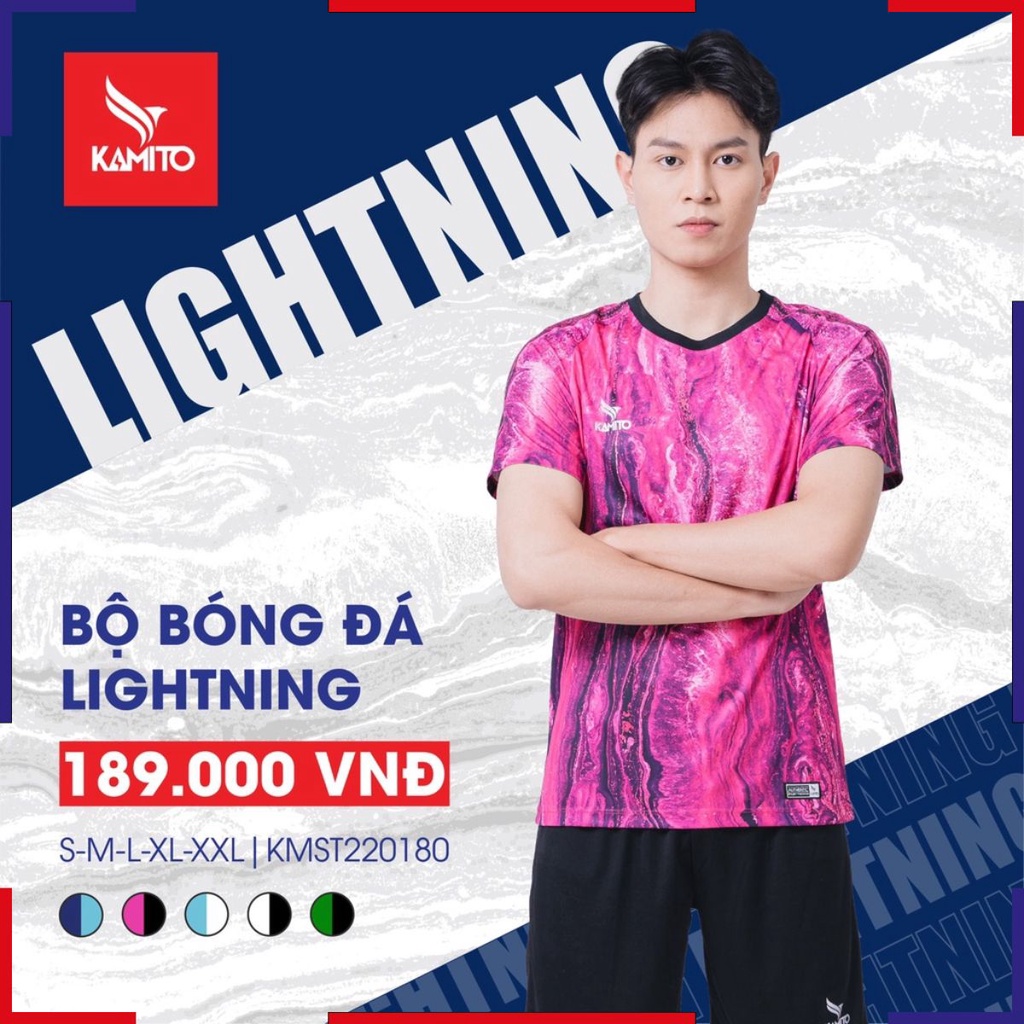 Bộ Quần Áo Bóng Đá Kamito Lightning Chính Hãng, Quần Áo Thể Thao Công Nghệ Moisture-Wicking Thấm Hút Mồ Hôi