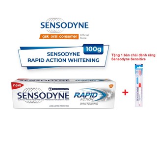 Kem đánh răng Sensodyne Rapid Action Whitening 100g - Tặng 1 BCĐR Sensodyne Sensitive