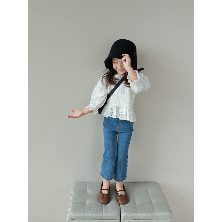 Xinxin ~ Quần Jean Ống Loe mini Thoải Mái Thời Trang Mùa Thu 2023 Phong Cách Phương Tây Dễ Phối Đồ Dành Cho Bé Gái