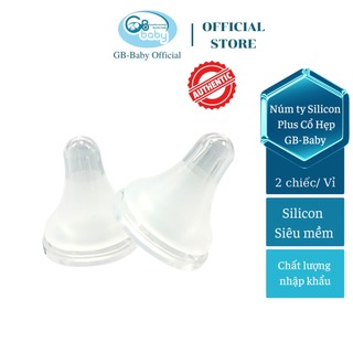 Hộp 2 Núm ty silicon Plus cổ hẹp GB-Baby