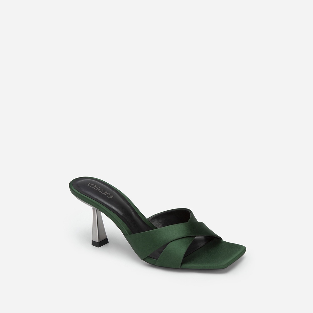 Vascara Guốc Satin Quai Đan Chéo Spool Heel - GNN 0181