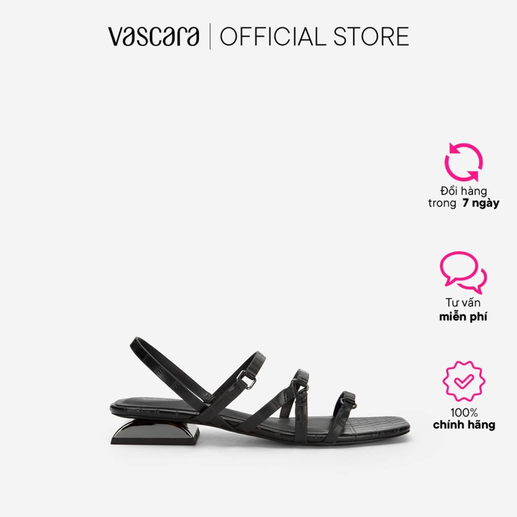 Vascara Giày Sandal Vân Da Cá Sấu Gót Trụ Bán Nguyệt - SDK 0322