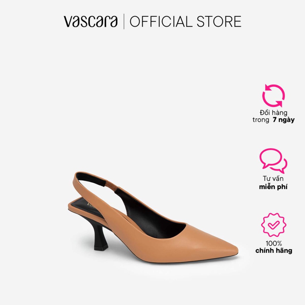 Vascara Giày Slingback Bít Mũi Nhọn Black Spool Heel - BMN 0538