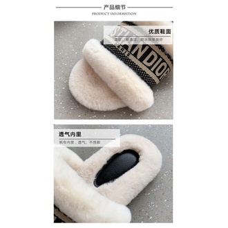 Dép cotton Phối Lông Mềm Mại Thoải Mái Thời Trang Mùa Thu Cho Nữ