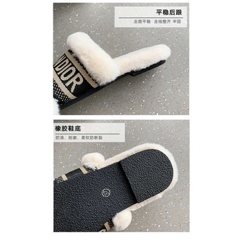 Dép cotton Phối Lông Mềm Mại Thoải Mái Thời Trang Mùa Thu Cho Nữ