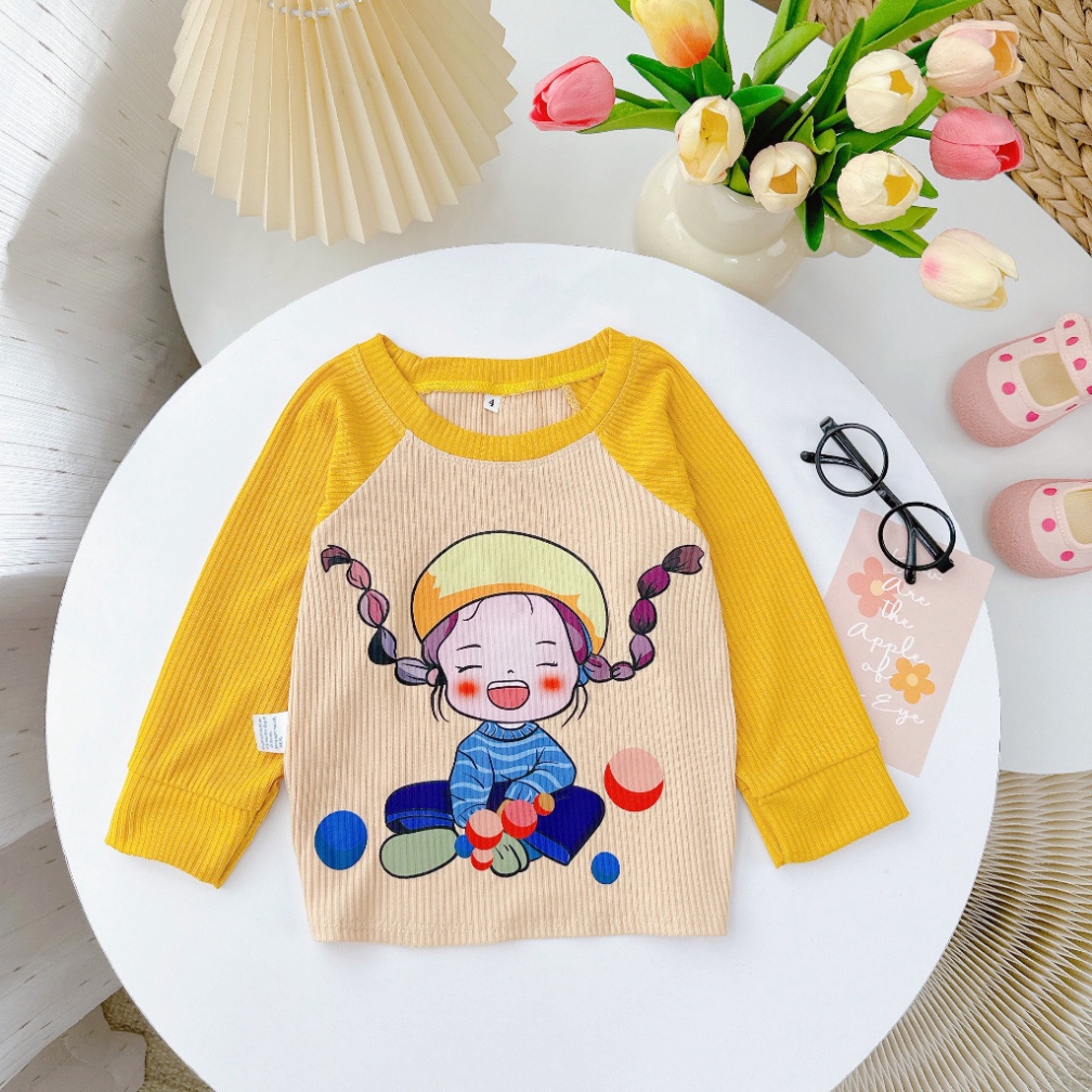 Aó dài tay cho bé gái vải bo gân cotton chất vải thấm mồ hôi,mịn từ 10kg đến 30kg-MẪU DÀITAY1 -NAMkids