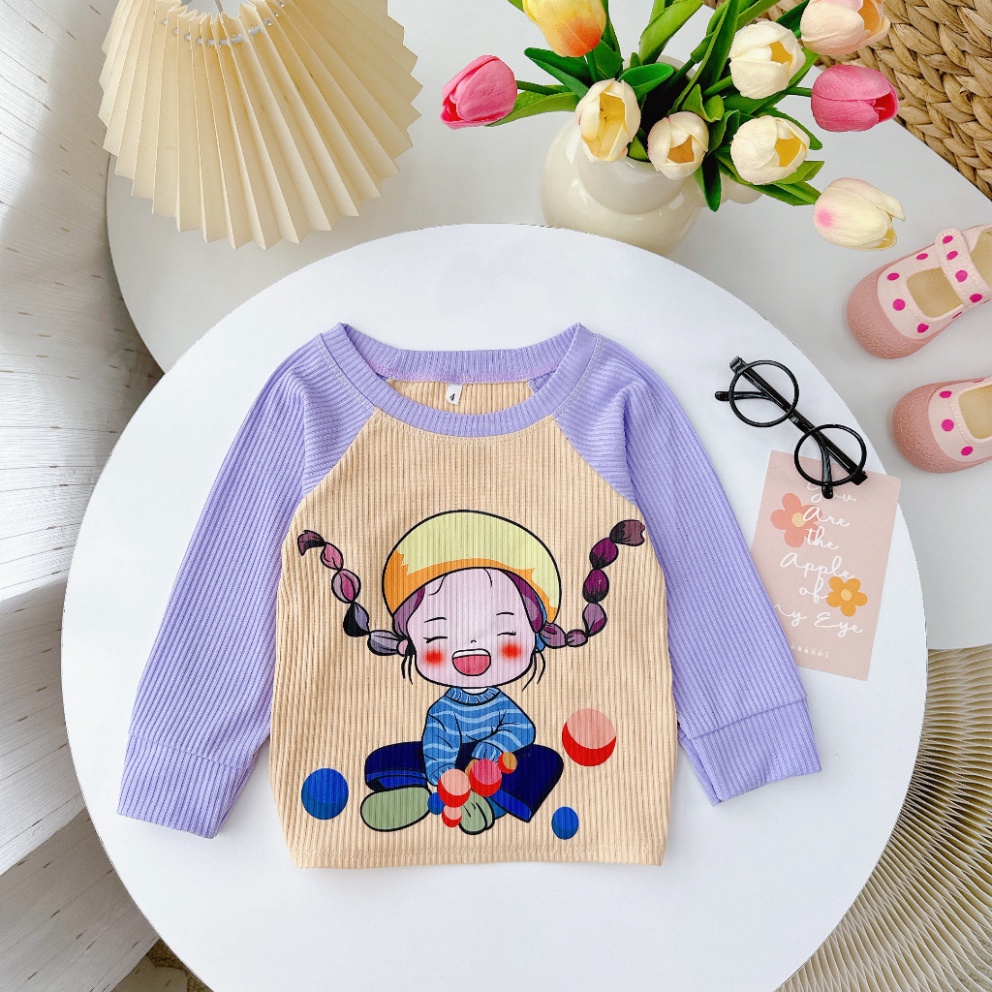 Aó dài tay cho bé gái vải bo gân cotton chất vải thấm mồ hôi,mịn từ 10kg đến 30kg-MẪU DÀITAY1 -NAMkids