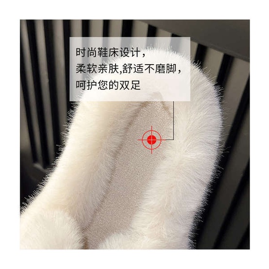Dép cotton Đế Dày Phối Lông Thời Trang Thu Đông Cho Nữ