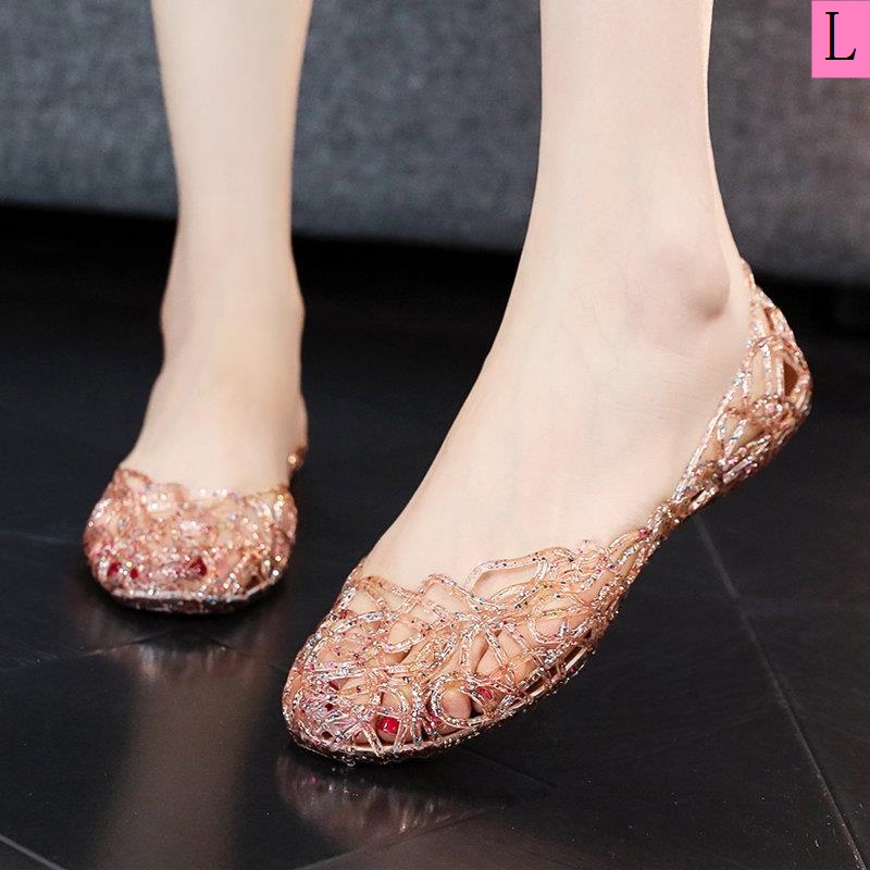 Bán Chạy Giày Sandal Nhựa Dẻo Pha Lê Rỗng Đế Phẳng Mùa Hè Kiểu Thái Lan Cho Nữ