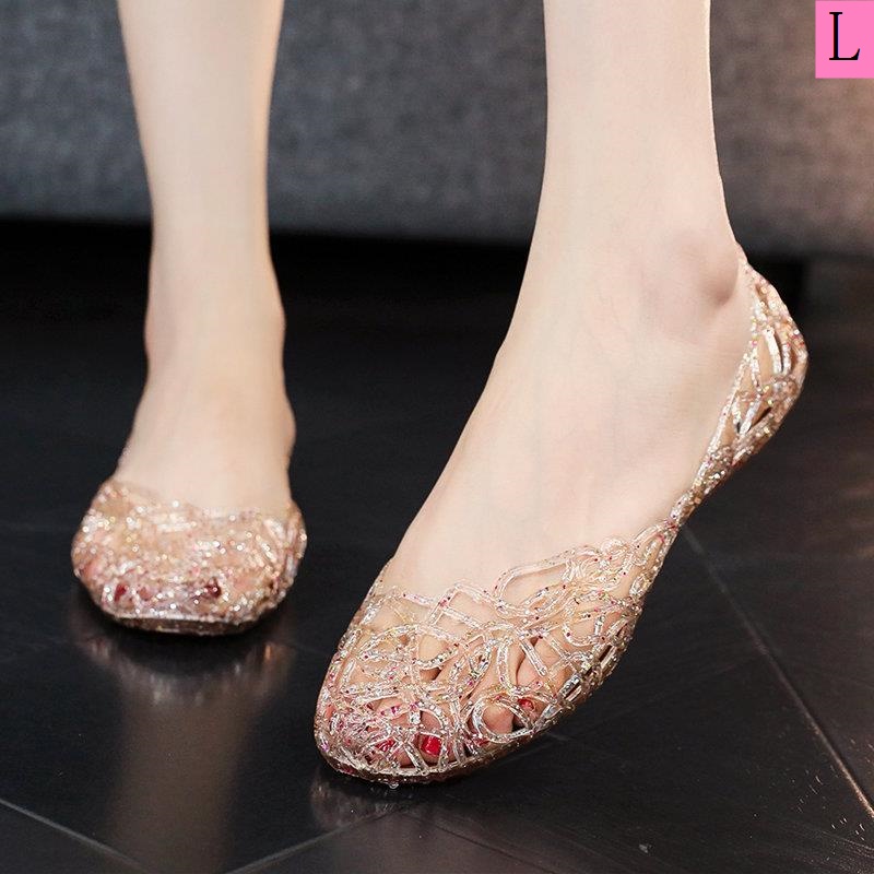 Bán Chạy Giày Sandal Nhựa Dẻo Pha Lê Rỗng Đế Phẳng Mùa Hè Kiểu Thái Lan Cho Nữ