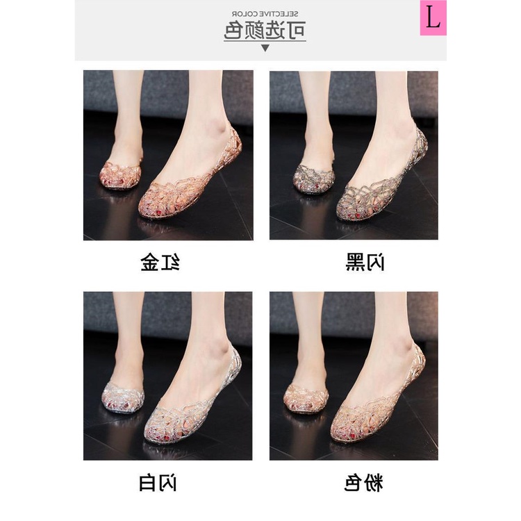 Bán Chạy Giày Sandal Nhựa Dẻo Pha Lê Rỗng Đế Phẳng Mùa Hè Kiểu Thái Lan Cho Nữ