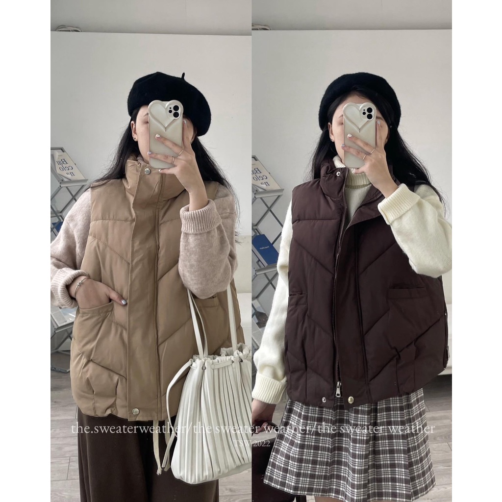 Áo Phao Gile Trơn Dáng Basic siêu hot form rộng phong cách hà Quốc-GILEPHAO8517