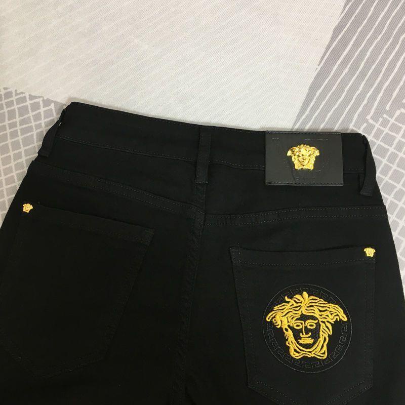 Versace Quần jeans Đen Thêu Họa Tiết Thời Trang Cao Cấp Cho Nam