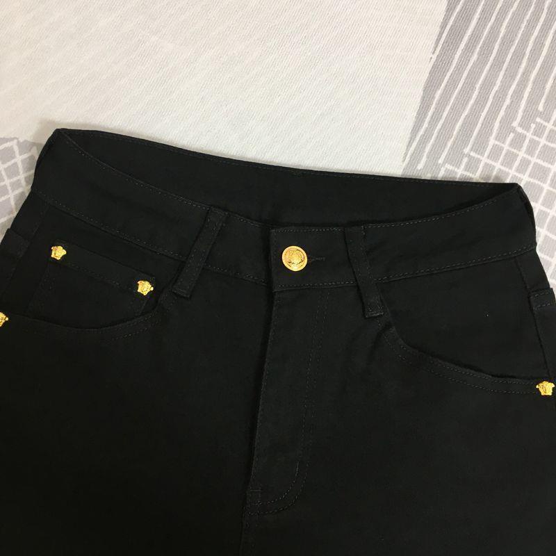 Versace Quần jeans Đen Thêu Họa Tiết Thời Trang Cao Cấp Cho Nam