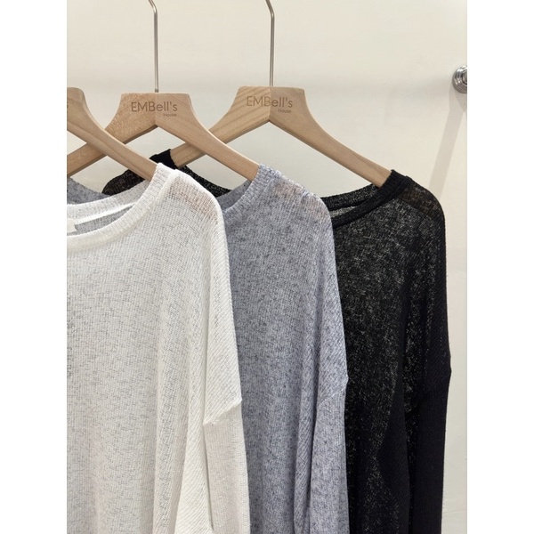 Áo len trơn mỏng cổ tròn AL51