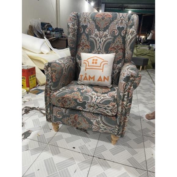 Ghế Đơn sofa , Ghế nail cổ điển, sofa đơn vải thổ cẩm
