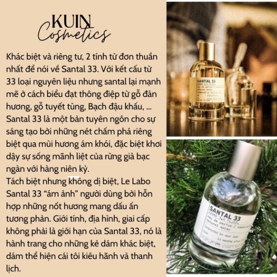 Nước hoa nam chính hãng cao cấp Le La.bo Santal 13 33, dầu thơm lâu mẫu thử 100ml hương thơm dịu nhẹ sang trọng quý phái | BigBuy360 - bigbuy360.vn