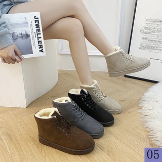 Giày boot cổ ngắn lót lông ấm áp thời trang hàn quốc cho nữ