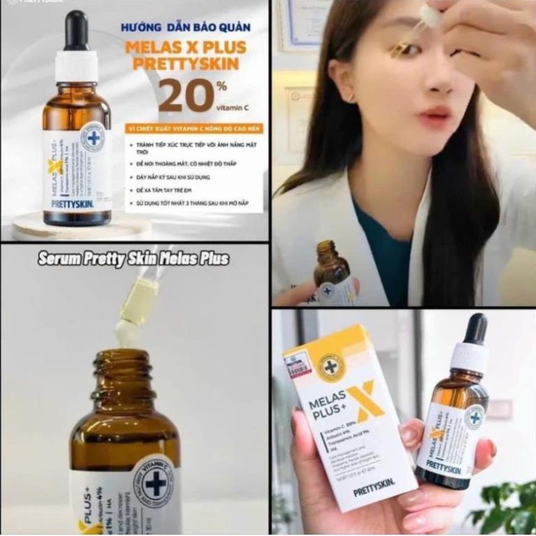 Serum PrettySkin Melas X Plus + Tinh chất dưỡng trắng da mờ thâm giảm nám dung tích 30ml