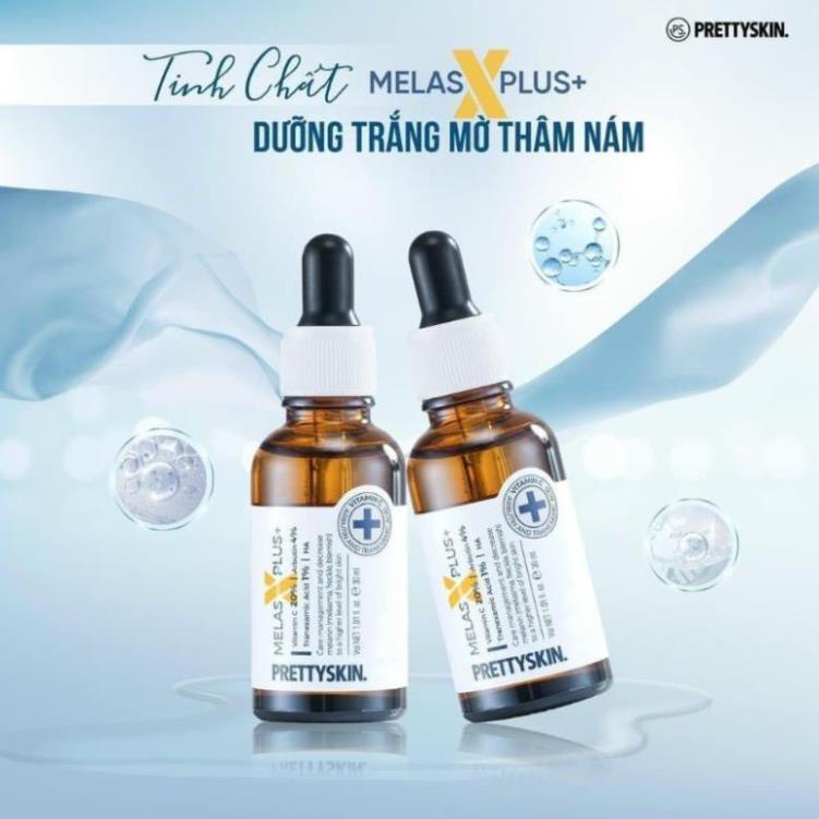 Serum PrettySkin Melas X Plus + Tinh chất dưỡng trắng da mờ thâm giảm nám dung tích 30ml