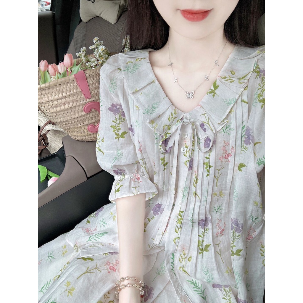 Set Áo Hoa + Chân Váy Hoa / Chuông Thời Trang Nữ Tính#23923