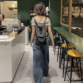 (Có sẵn) JONA BACKPACK Balo MINI vải dù đơn giản Hàn quốc có nắp đậy dây rút cá tính dành cho nữ