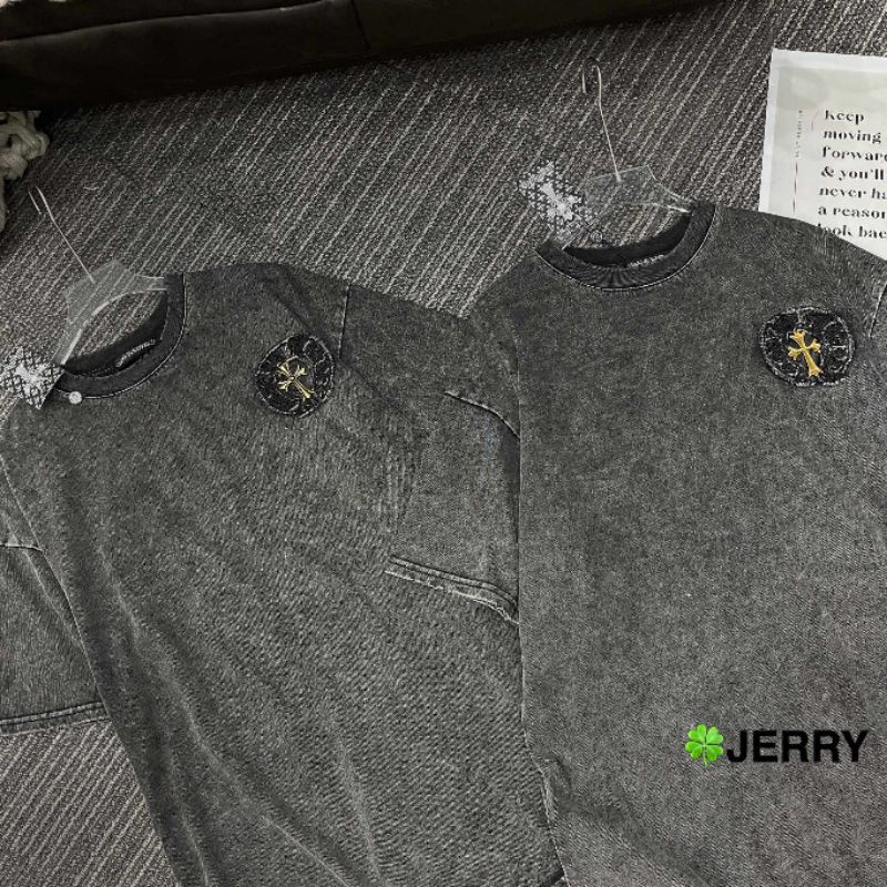 Áo phông loang rách gấu logo thêu hàng QCL1