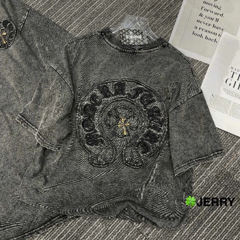 Áo phông loang rách gấu logo thêu hàng QCL1