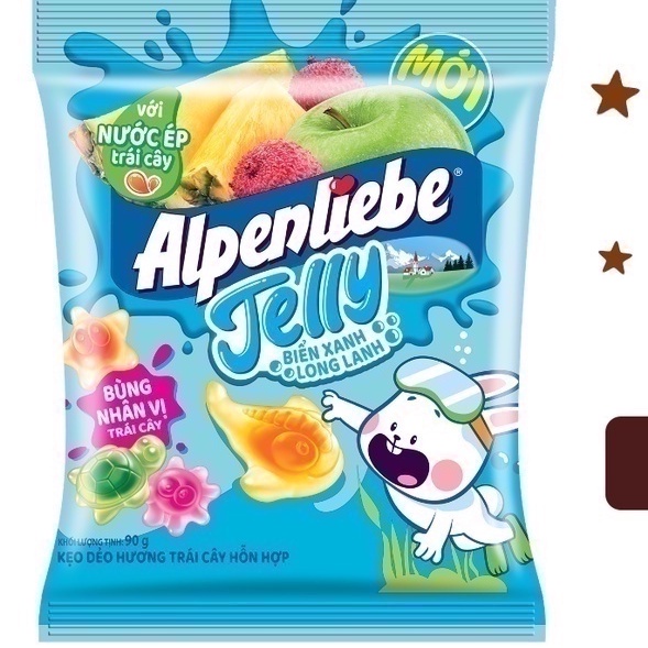 Kẹo dẻo BIỂN XANH / hồng bắn tim có nhân Alpenliebe - dây 8 gói