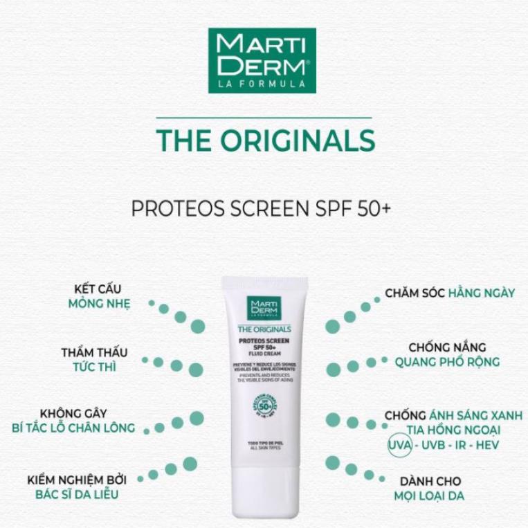 Kem Chống Nắng MartiDerm, dành cho da dầu da mụn, nám và tăng sắc tố MartiDerm The Proteos Screen SPF50+ 40ml