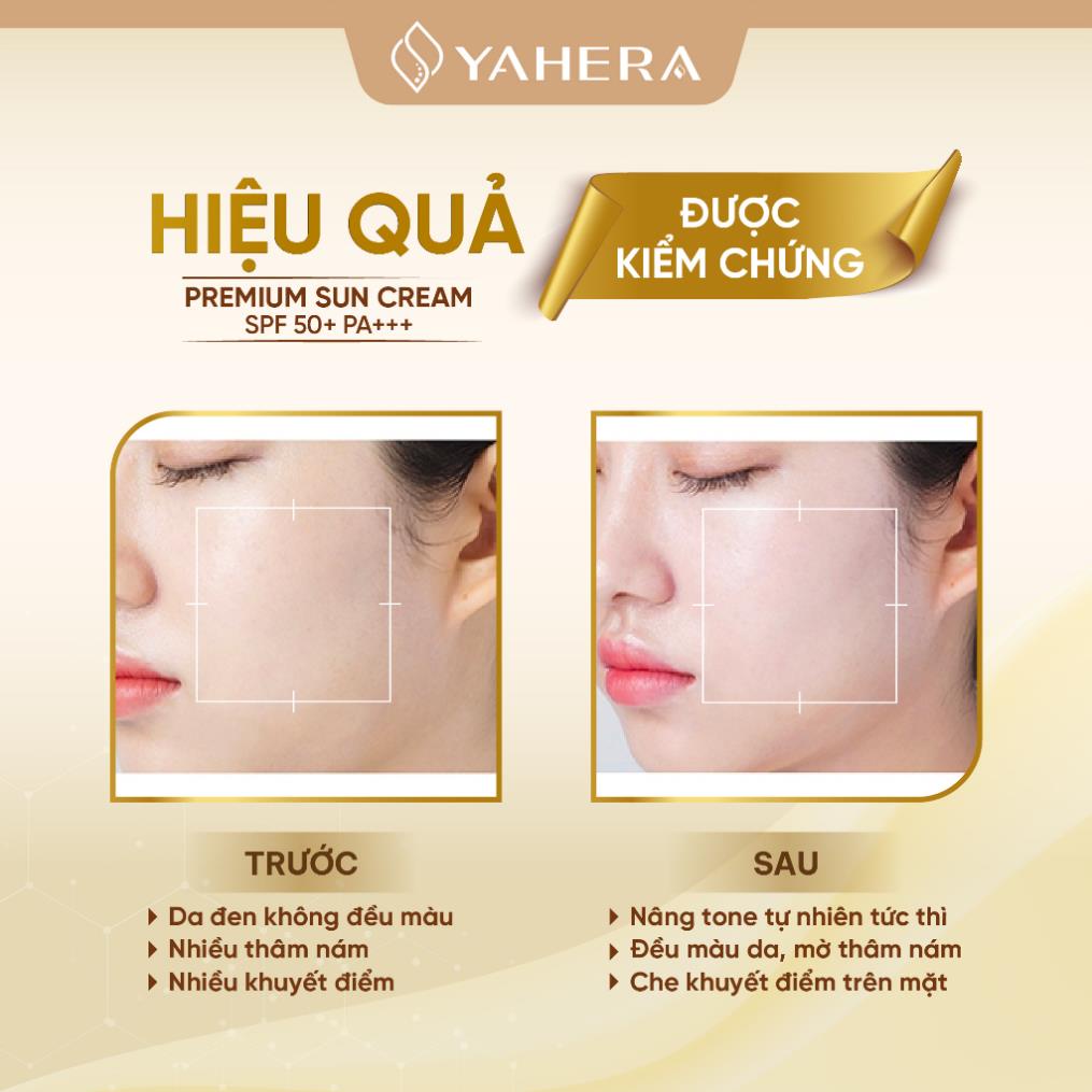 Kem chống nắng nâng tone cao cấp YAHERA Premium Sun Cream SPF50+ PA++++ 50g