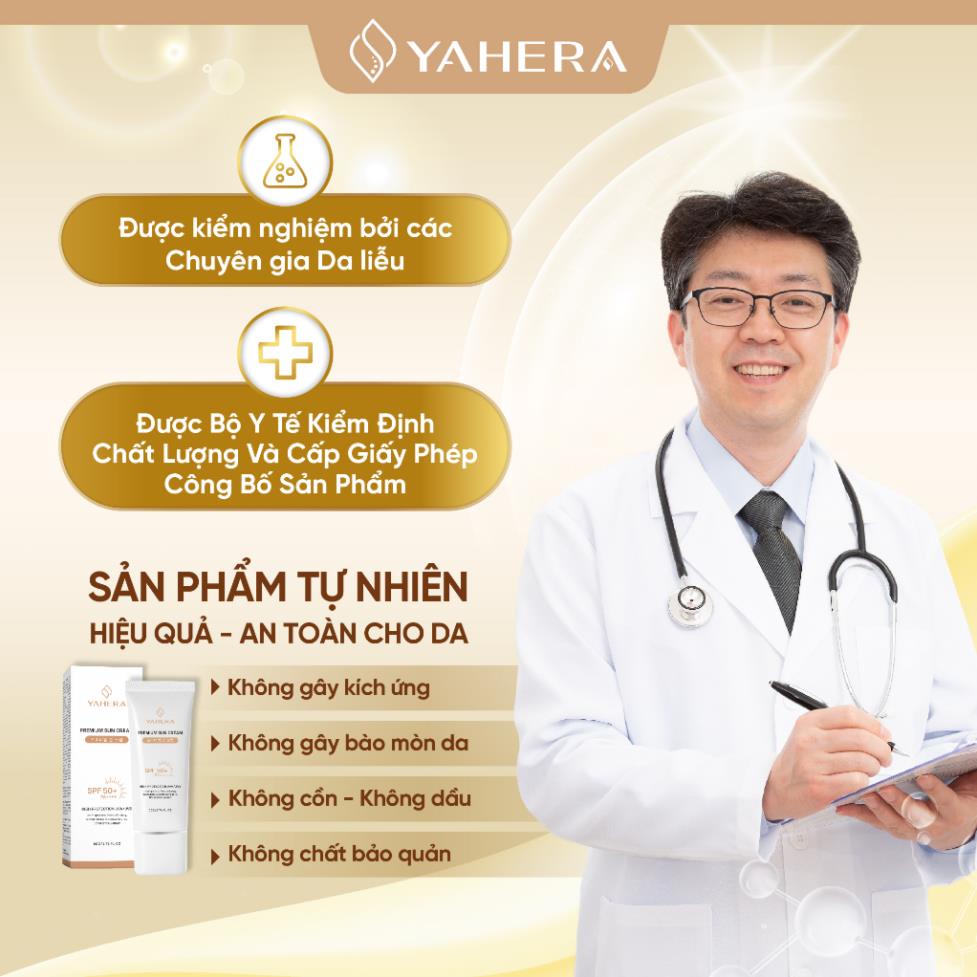 Kem chống nắng nâng tone cao cấp YAHERA Premium Sun Cream SPF50+ PA++++ 50g