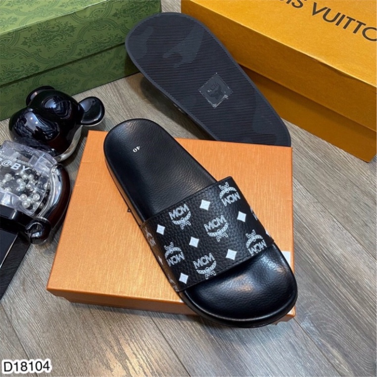 Dép Lê Nam Quai Ngang In Hình MCM - Dép Nam Quai Da Sần Siêu Chất Hót Nhất 2023 HDL 886