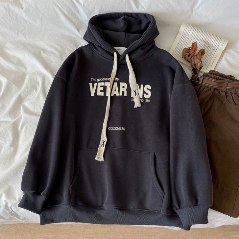 Áo khoác nam nữ chất nỉ bông dây bản to in 5d chữ VETAR - Áo hoodie nam nữ chất liệu nỉ bông dày 2 lớp in chữ VETAR