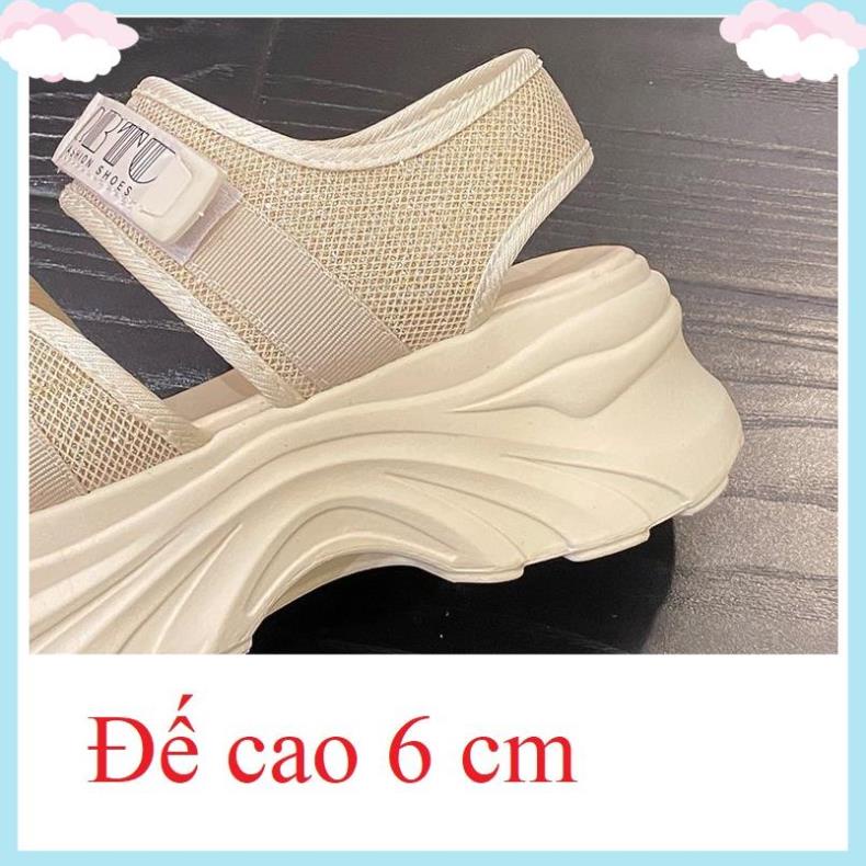 Sandal Nữ Đế Cao 6CM Dép Xăng Đan Quai Hậu Cao Cấp Sẵn Màu Đen Màu Kem Size 35-40