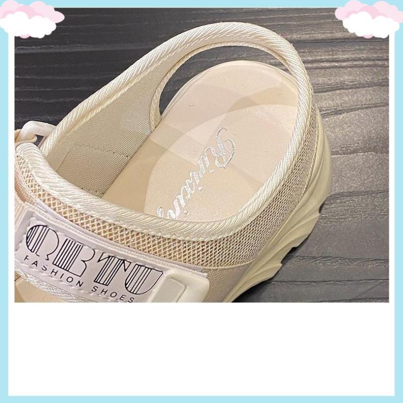 Sandal Nữ Đế Cao 6CM Dép Xăng Đan Quai Hậu Cao Cấp Sẵn Màu Đen Màu Kem Size 35-40