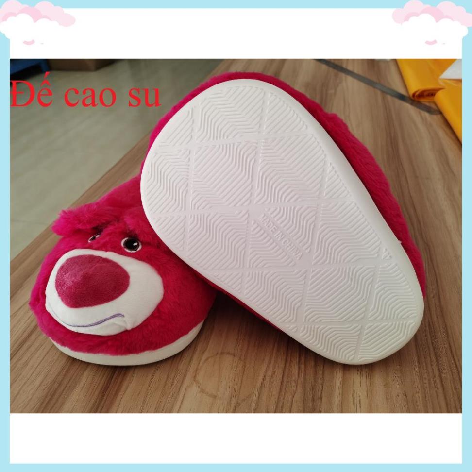 Dép Bông Đi Trong Nhà Hình Gấu Dâu Xinh Xắn Size 35-40 Đế Vải và Đế Cao Su
