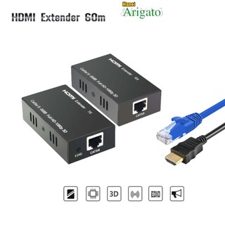 Bộ chuyển HDMI to LAN 60m hình ảnh siêu nét 1080p*2K. Truyền tín hiệu hdmi qua dây mạng Cat6