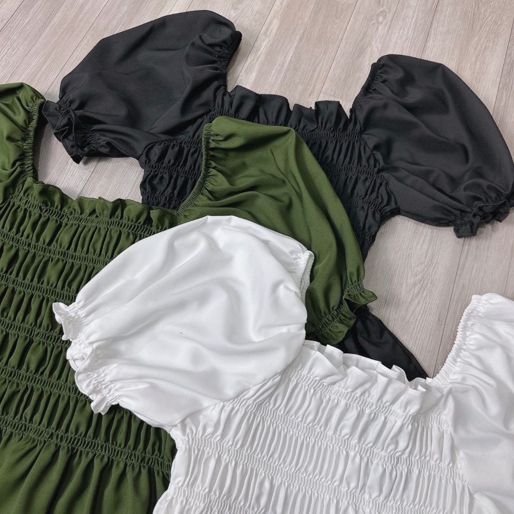 Áo Sơ Mi Bigsize Nữ tay phồng nhún bèo cách điệu chất vải lụa chéo mềm mại dành cho nàng chuppy 58-95kg-SM33