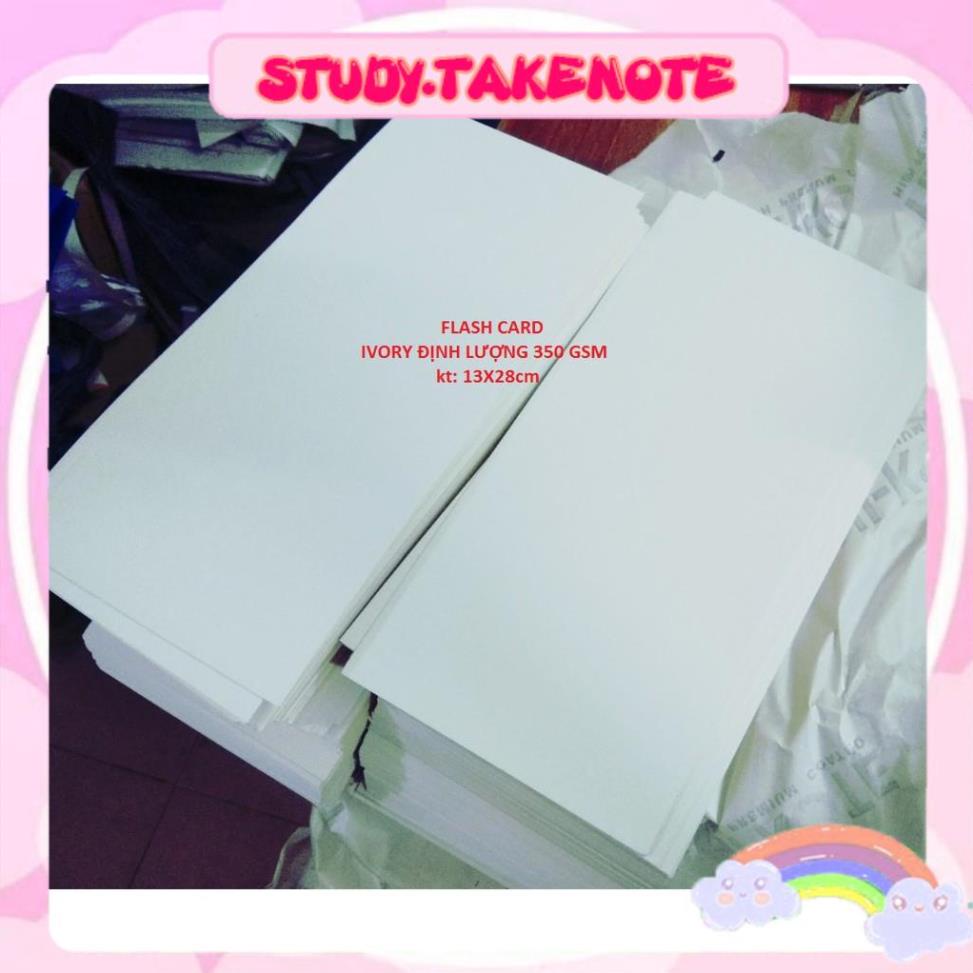 100 tờ Flash card trắng Ivory ĐL 350gsm kt 15x45cm