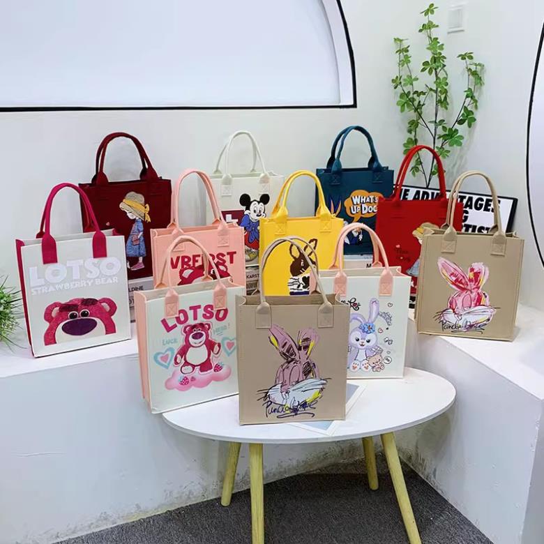 Túi Xách Tay Đựng Hộp Cơm Trưa In Họa Tiết Hoạt Hình Dễ Thương Cho Học Sinh