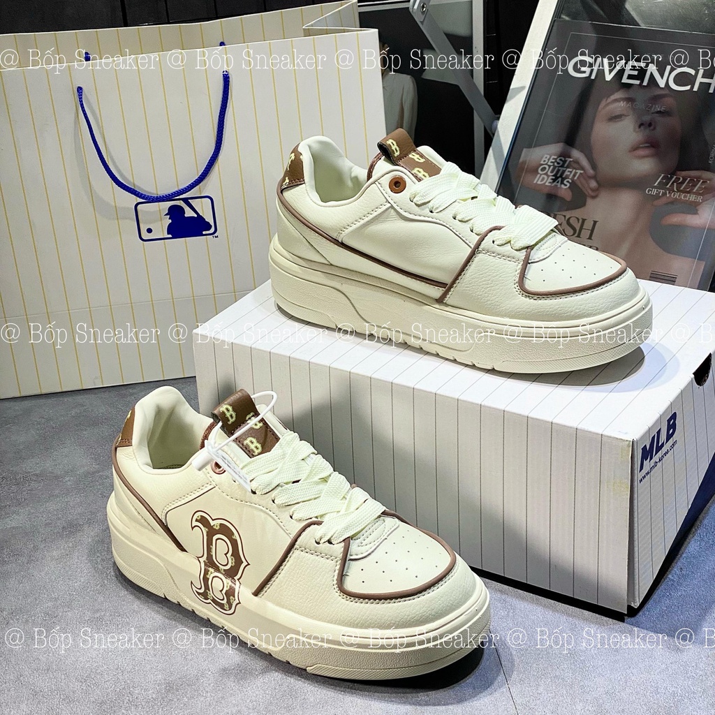 Giày MLB BIGBALL CHUNKY LINER B trắng nâu nhạt hot 2023