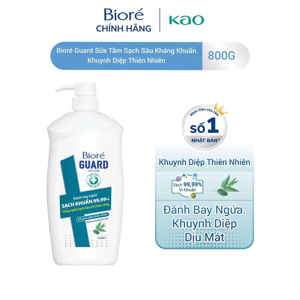 Sữa Tắm Sạch Sâu Kháng Khuẩn Khuynh Diệp Thiên Nhiên Biore Guard 800g