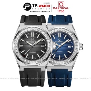 Đồng hồ nam dây cao su carnival 8107g-vt-cs automatic - kính sapphire - size 42mm - 2 màu