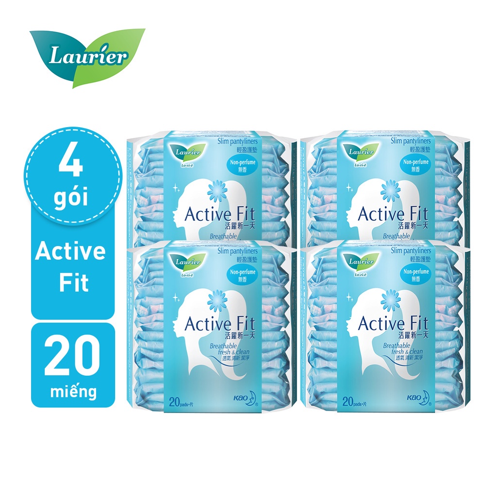 Combo 4 Băng vệ sinh hàng ngày Laurier Active Fit mềm mịn khô thoáng 20 miếng