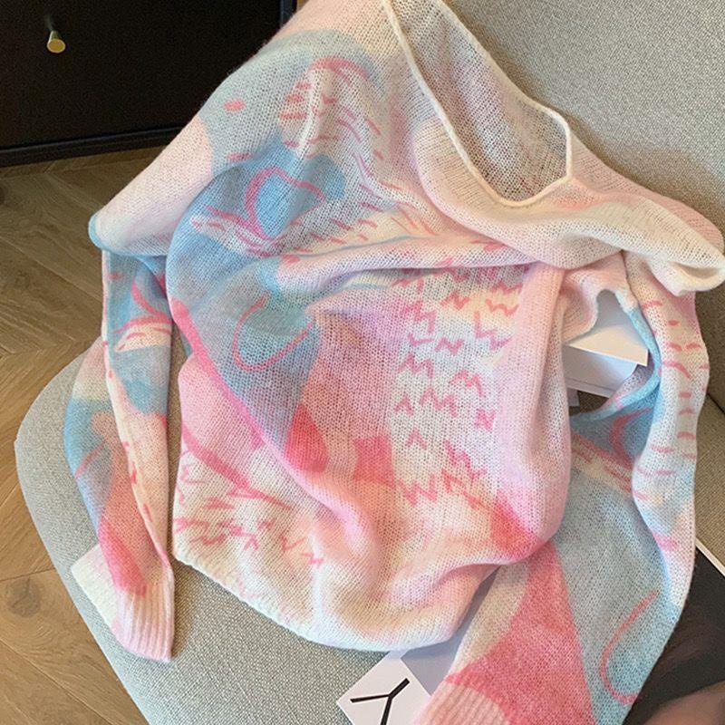 Áo sweater Màu Nhuộm Cổ Tròn Tay Dài Mềm Mại Thời Trang Mùa Thu Cho Nữ