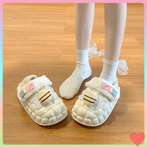 Mới Giày Bánh Mì Đế Dày Ấm Áp Hình Chú Ong Đáng Yêu