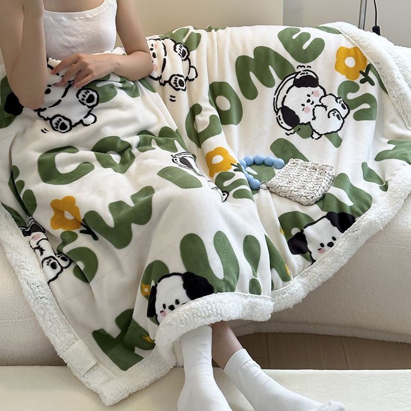 Chăn Nhung Lông Cừu San Hô Giữ Ấm Mùa Thu Đông Phong Cách blogger Dễ Thương