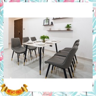 Bàn ăn 6 ghế mặt đá ceramic, bàn ăn mặt đá BH 12 tháng